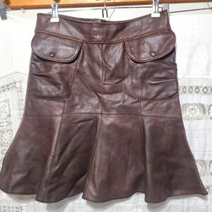 Y2K Brown Leather Mini Skirt